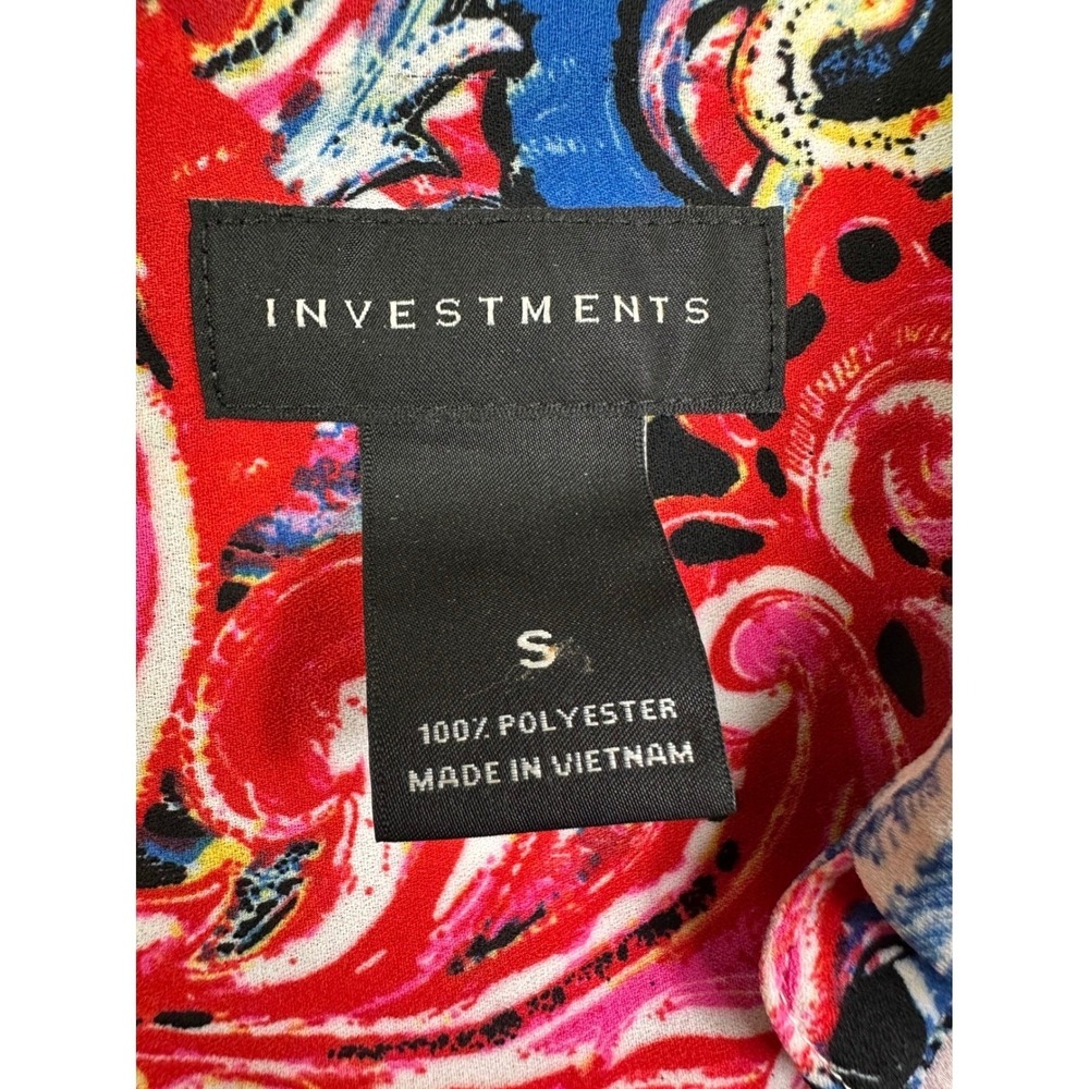 Investments Women Small Paisley Button Down Shirt Long Sleeve Multi Color Blouse